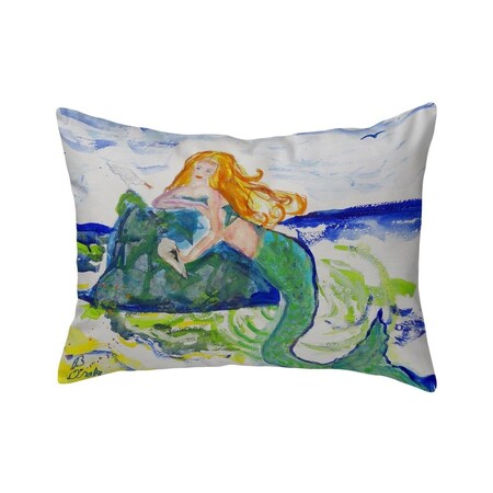 Betsy Drake 16 x 20 in. Mermaid on Rock No Cord Pillow NC805